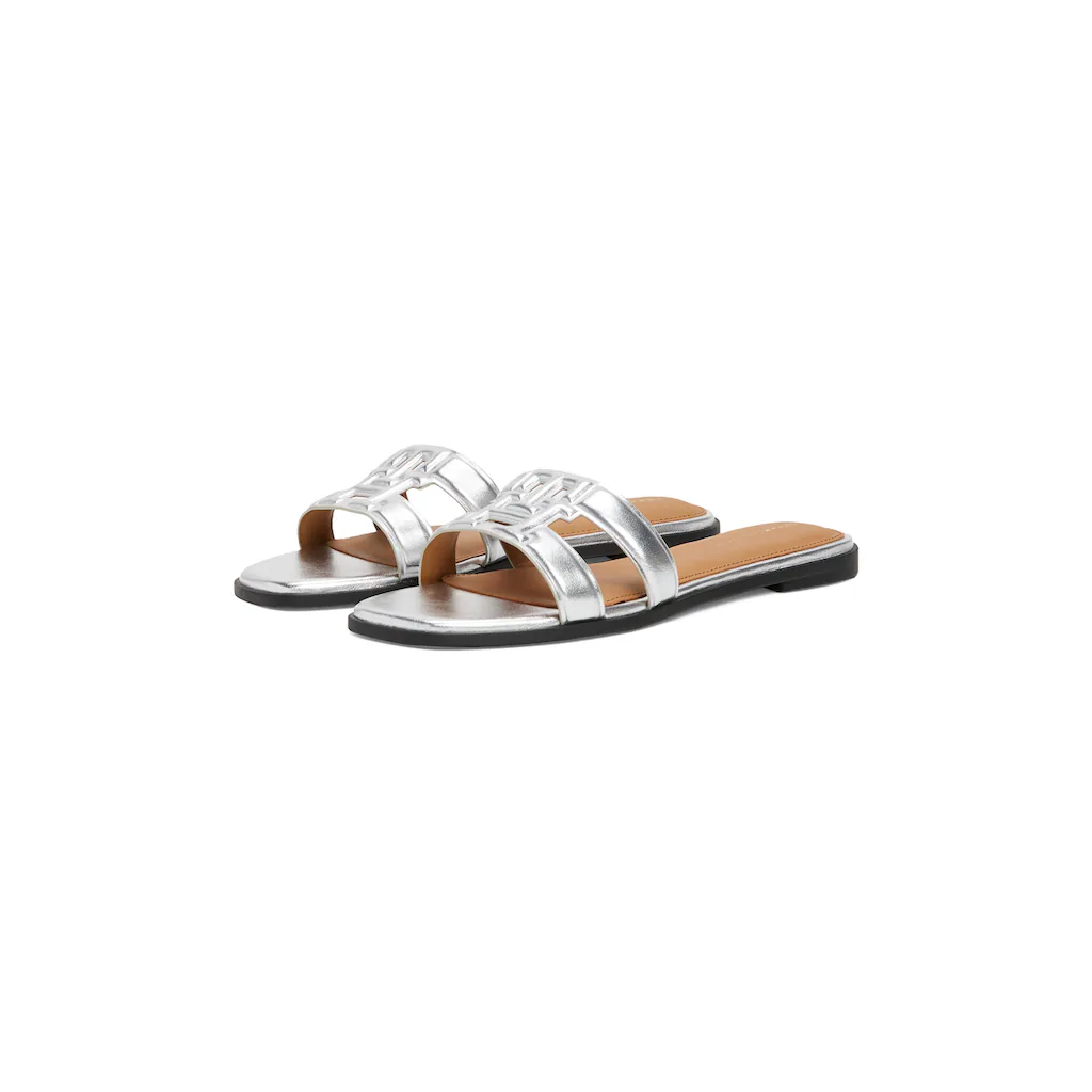 Tommy Hilfiger Pantolette »TH LOGO STRAP METALLIC MULE« Blockabsatz Sommerschuh Flats Bequemschuh Mit TH-Logo