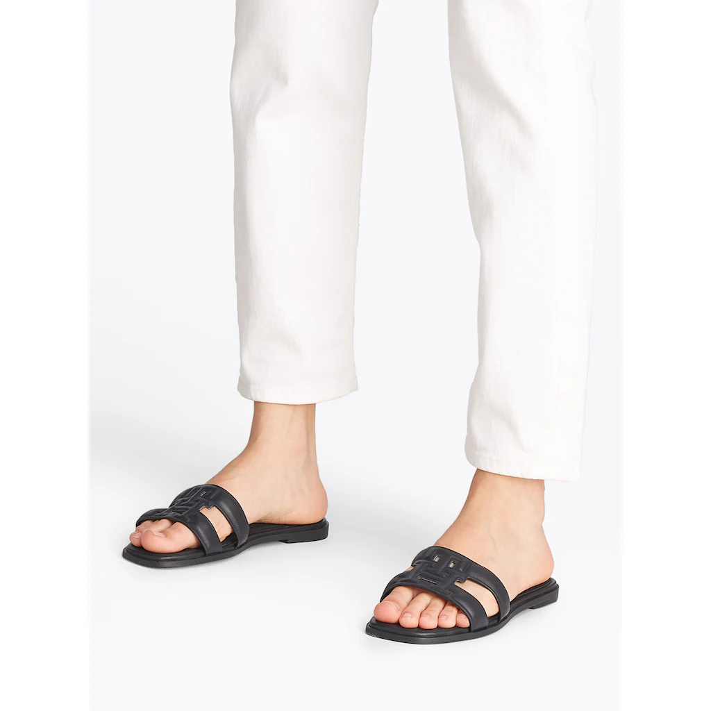 Tommy Hilfiger Pantolette »TH LOGO STRAP MULE« Bequemschuh Sommerschuh Flats Mit TH-Logo