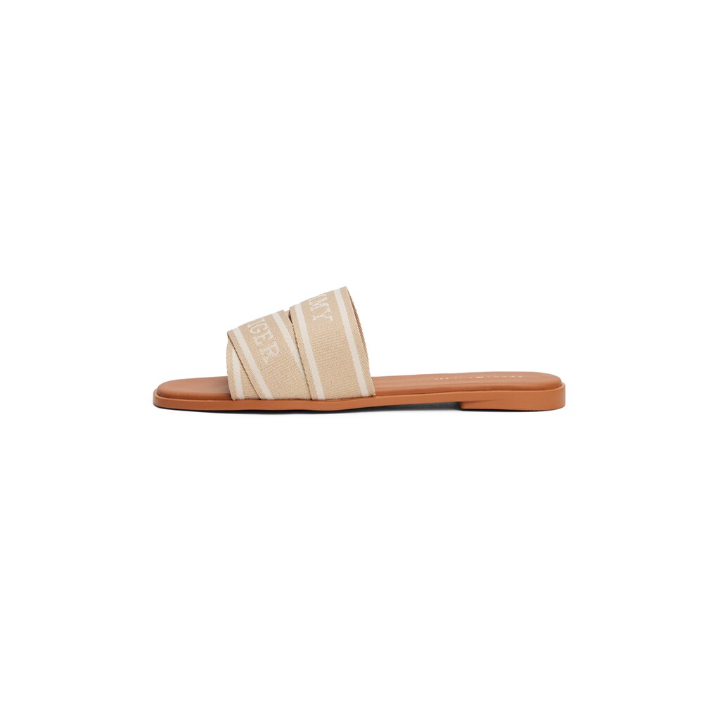 Tommy Hilfiger Pantolette »TOMMY HILFIGER WEBBING MULE« Blockabsatz Sommerschuh Bequemschuh Flats Mit Logoschriftzug