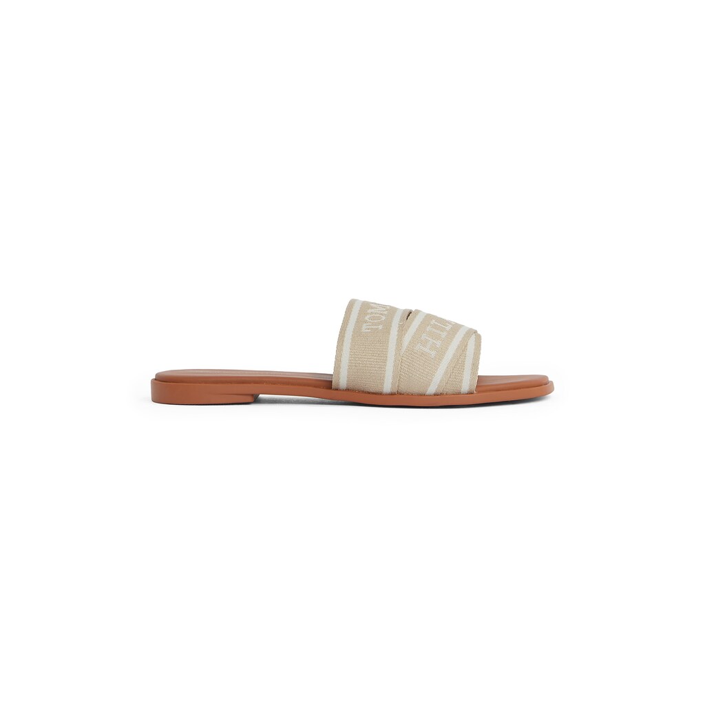 Tommy Hilfiger Pantolette »TOMMY HILFIGER WEBBING MULE« Blockabsatz Sommerschuh Bequemschuh Flats Mit Logoschriftzug