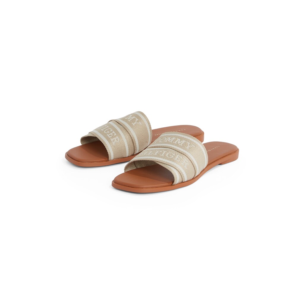 Tommy Hilfiger Pantolette »TOMMY HILFIGER WEBBING MULE« Blockabsatz Sommerschuh Bequemschuh Flats mit Logoschriftzug