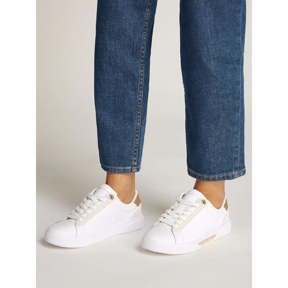 Tommy Hilfiger Plateausneaker »CHIC COURT SNEAKER« Schnürschuh Halbschuh Freizeitschuh Mit Goldfarbenen Besätzen Online Bestellen