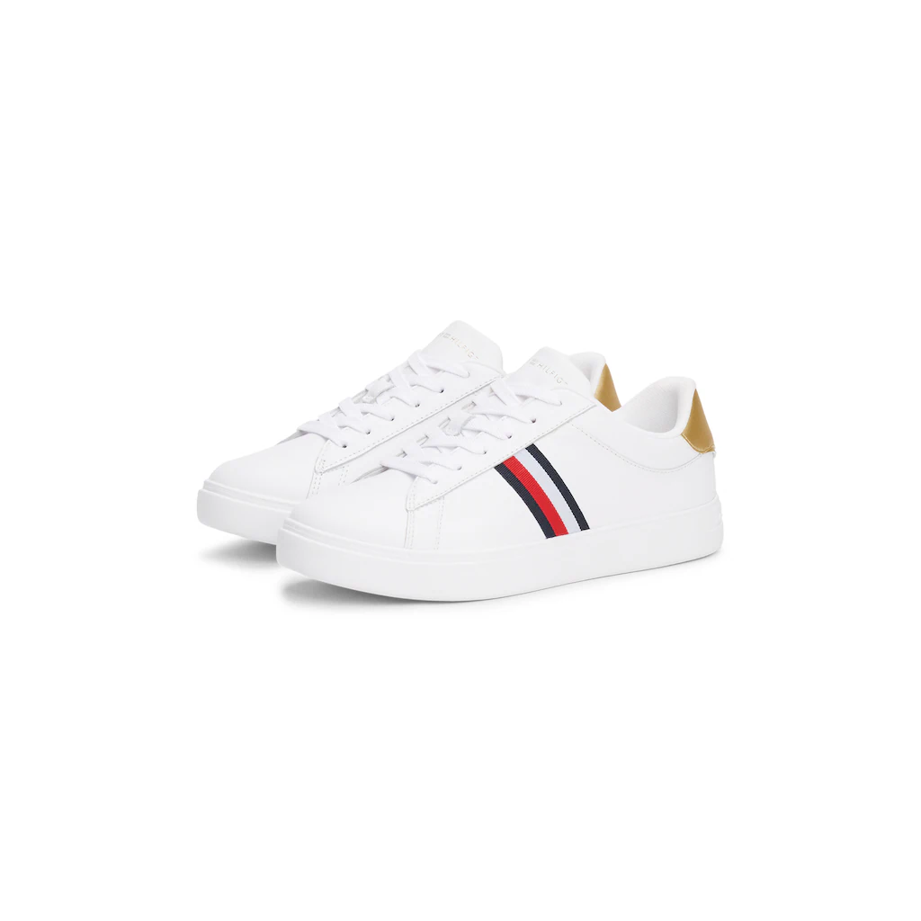 Tommy Hilfiger Plateausneaker »ESSENTIAL COURT SNEAKER STRPS« Freizeitschuh Halbschuh Schnürschuh mit typischen Streifen ▷ für