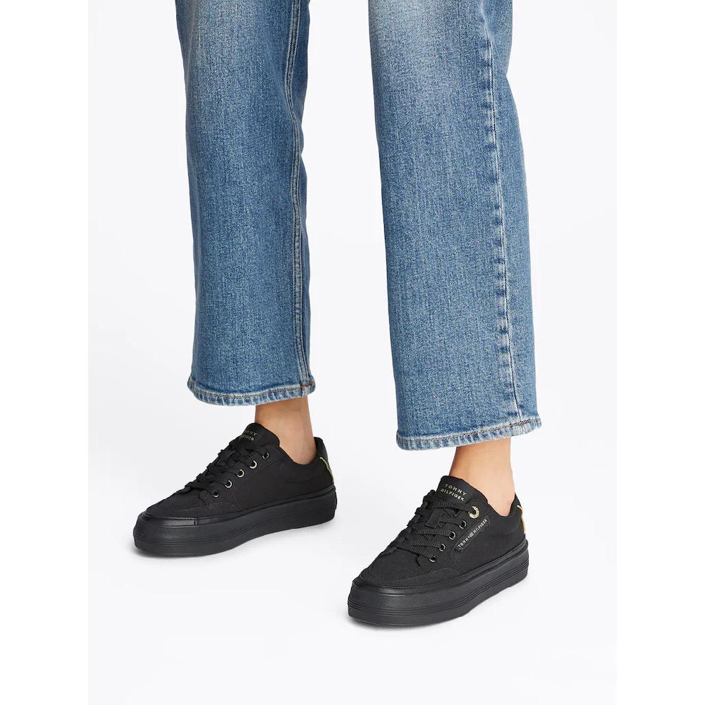 Tommy Hilfiger Plateausneaker »ESSENTIAL VULC TEXTILE SNEAKER« Freizeitschuh Halbschuh Schnürschuh Mit Goldfarbenen Details Online Bestellen