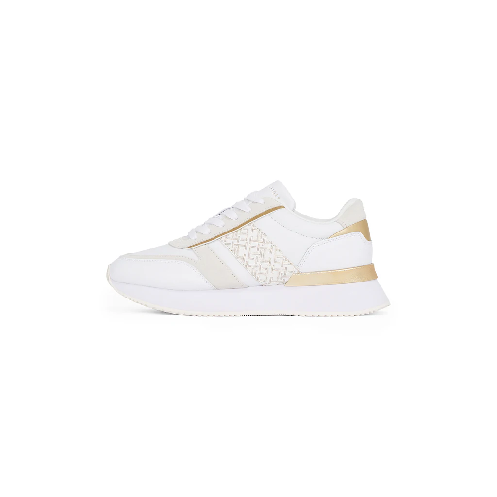 Tommy Hilfiger Plateausneaker »LUX MONOGRAM RUNNER« Schnürschuh Halbschuh Freizeitschuh mit goldfarbenen Akzenten online kaufen