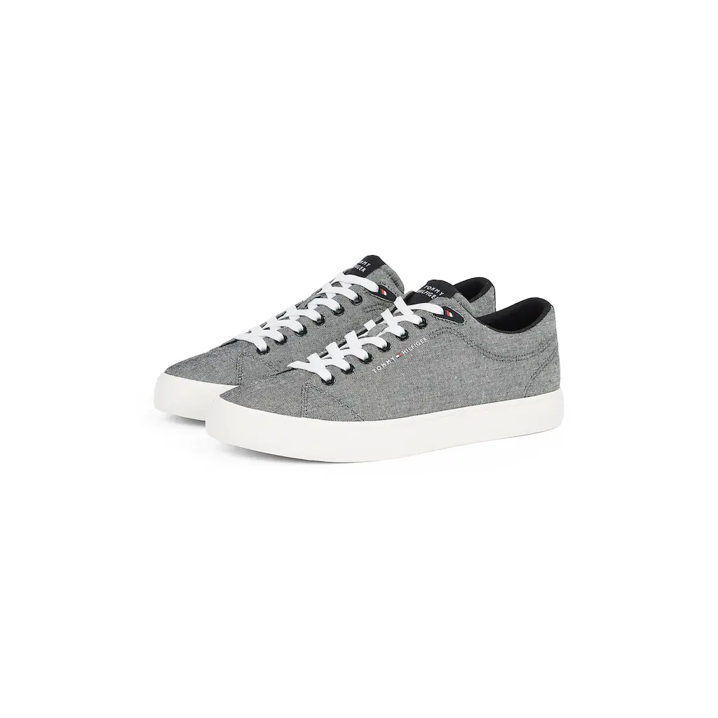 Tommy Hilfiger Plateausneaker »TH HI VULC LOW CORE CHAMBRAY« Freizeitschuh Halbschuh Schnürer in melierter Optik bestellen