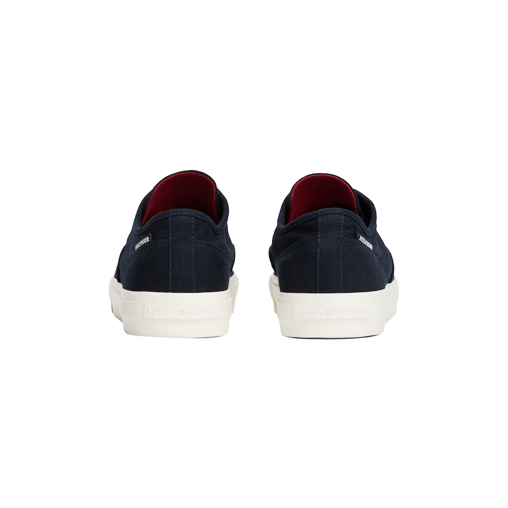 Tommy Hilfiger Plateausneaker »TH HI VULC LOW OXFORD TWILL« Freizeitschuh Halbschuh Schnürschuh Mit Label An Der Ferse