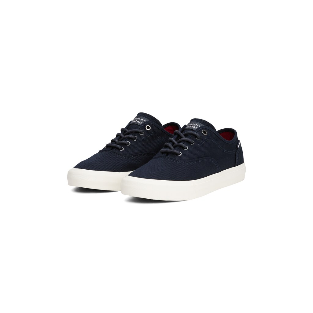 Tommy Hilfiger Plateausneaker »TH HI VULC LOW OXFORD TWILL« Freizeitschuh Halbschuh Schnürschuh mit Label an der Ferse