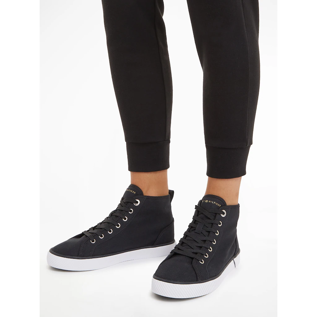 Tommy Hilfiger Plateausneaker »VULC CANVAS SNEAKER HI« Schnürschuh Freizeitschuh High Top-Sneaker Mit Logo-Emblem Bestellen