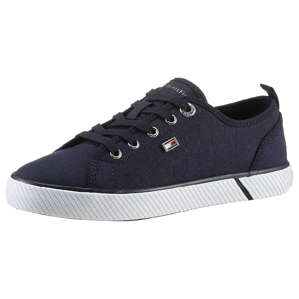 Tommy Hilfiger Plateausneaker »VULC CANVAS SNEAKER« Freizeitschuh Halbschuh Schnürschuh mit praktischer Anziehlasche ▷ für