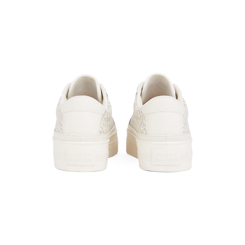 Tommy Hilfiger Plateausneaker »VULC LEATHER SNEAKER MONOGRAM« Freizeitschuh Halbschuh Schnürschuh Mit Allover-Logoprint Kaufen