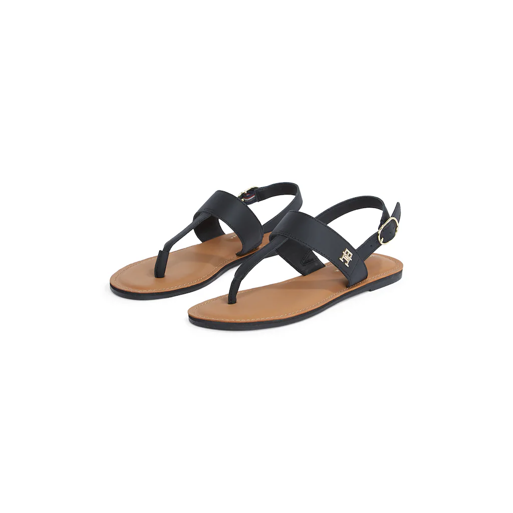Tommy Hilfiger Riemchensandale »LEATHER THONG SANDAL« Sandalette Sommerschuh Flats mit Zehensteg online kaufen