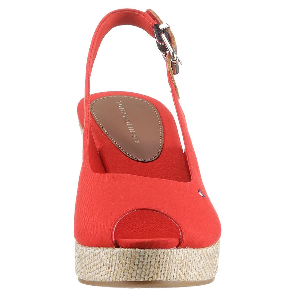 Tommy Hilfiger Sandalette »ICONIC ELBA SLING BACK WEDGE« Sommerschuh Sandale Keilabsatz Mit Jutebesatz