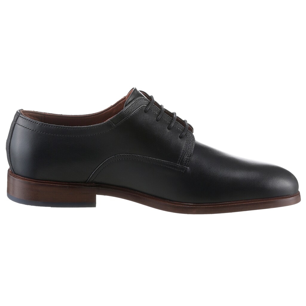 Tommy Hilfiger Schnürschuh »HILFIGER THUNIT LEATHER SHOE« Blockabsatz Businessschuh Festtagsschuh In Schmaler Form