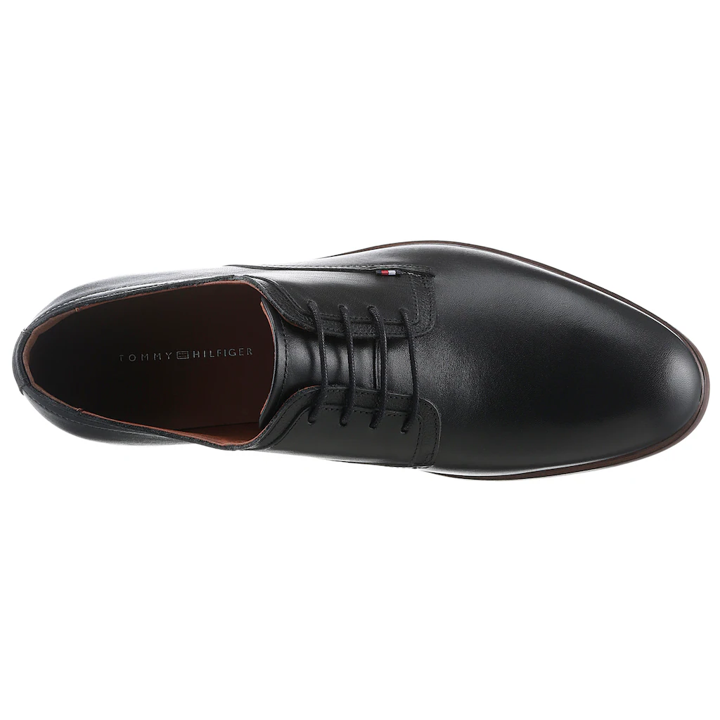 Tommy Hilfiger Schnürschuh »HILFIGER THUNIT LEATHER SHOE« Blockabsatz Businessschuh Festtagsschuh In Schmaler Form