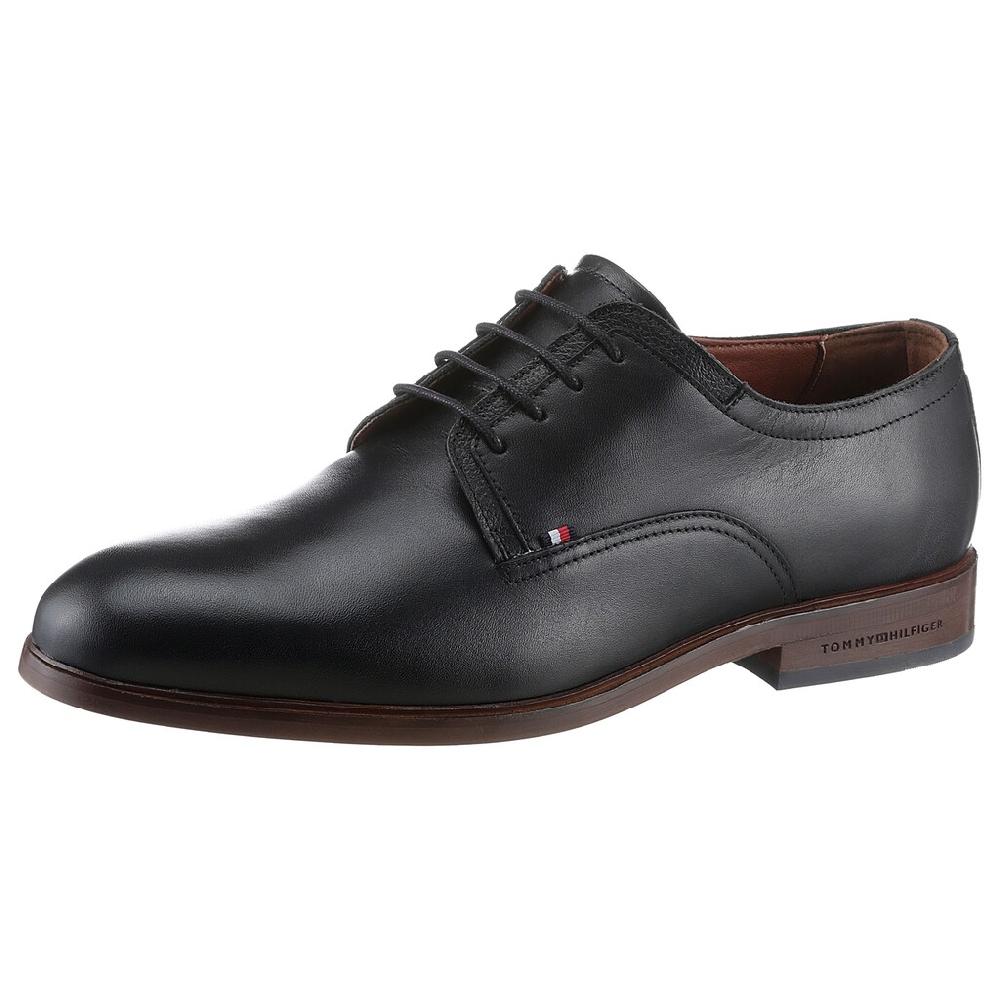 Tommy Hilfiger Schnürschuh »HILFIGER THUNIT LEATHER SHOE« Blockabsatz Businessschuh Festtagsschuh in schmaler Form