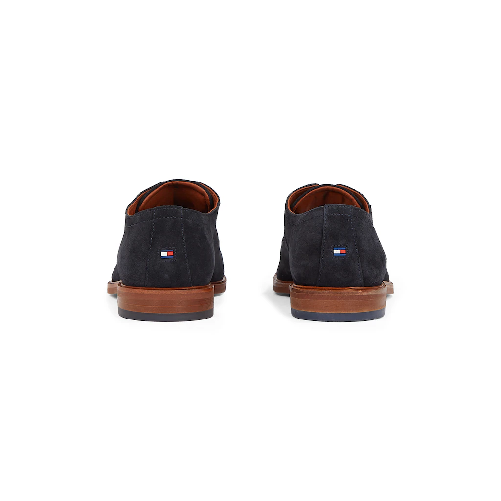 Tommy Hilfiger Schnürschuh »HILFIGER THUNIT SUEDE SHOE« Blockabsatz Businessschuh Festtagsschuh In Schmaler Form
