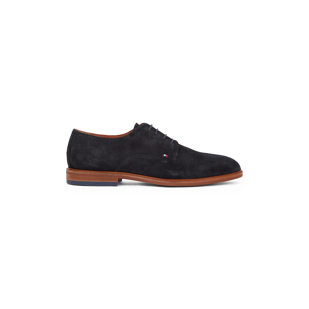 Tommy Hilfiger Schnürschuh »HILFIGER THUNIT SUEDE SHOE« Blockabsatz Businessschuh Festtagsschuh In Schmaler Form