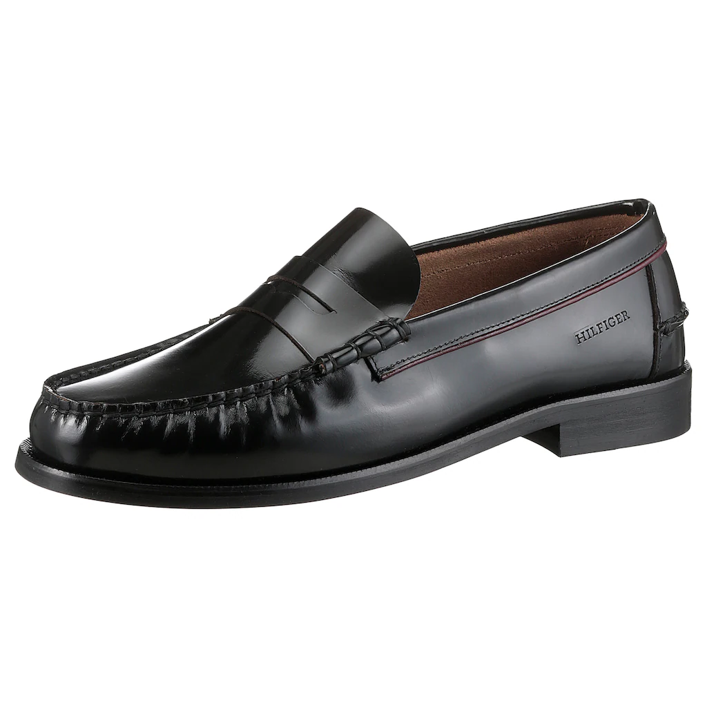 Tommy Hilfiger Slipper »CLASSIC HILFIGER LEATHER LOAFER« Blockabsatz Businesssmode Festtagsmode mit Mokassinnaht ▷ kaufen
