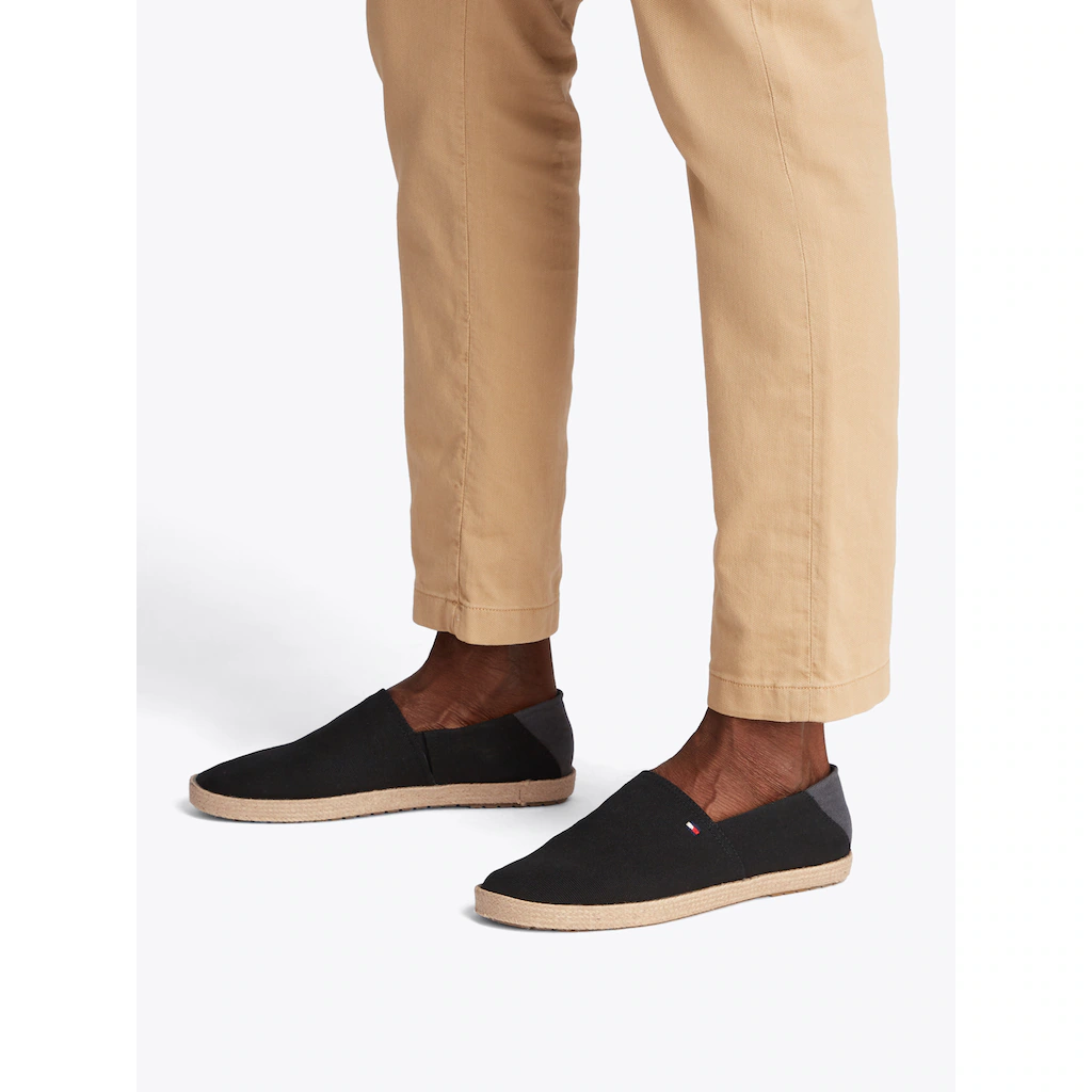 Tommy Hilfiger Slipper »HILFIGER ESPADRILLE CORE TEXTILE« Schlupfschuh Espadrilles Sommerschuh Kontrastbesatz An Der Ferse Online Bestellen