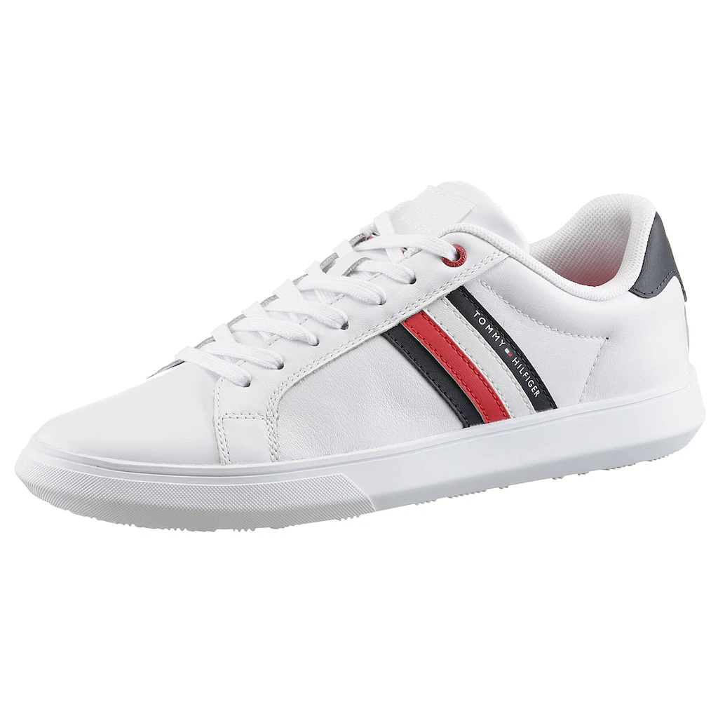 Tommy Hilfiger Sneaker »ESSENTIAL LEATHER CUPSOLE« mit typischen Streifen Freizeitschuh Halbschuh Schnürschuh bestellen
