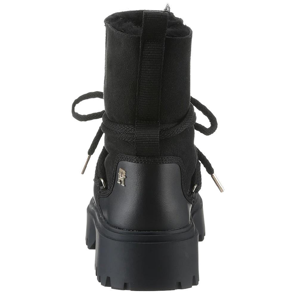Tommy Hilfiger Snowboots »REAL SHEARLING LACE-UP SNOWBOOT« Blockabsatz Winterboots Schneestiefel Aufgesetzte Schnürung Online Kaufen