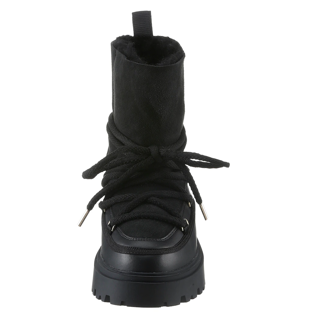 Tommy Hilfiger Snowboots »REAL SHEARLING LACE-UP SNOWBOOT« Blockabsatz Winterboots Schneestiefel Aufgesetzte Schnürung Online Kaufen