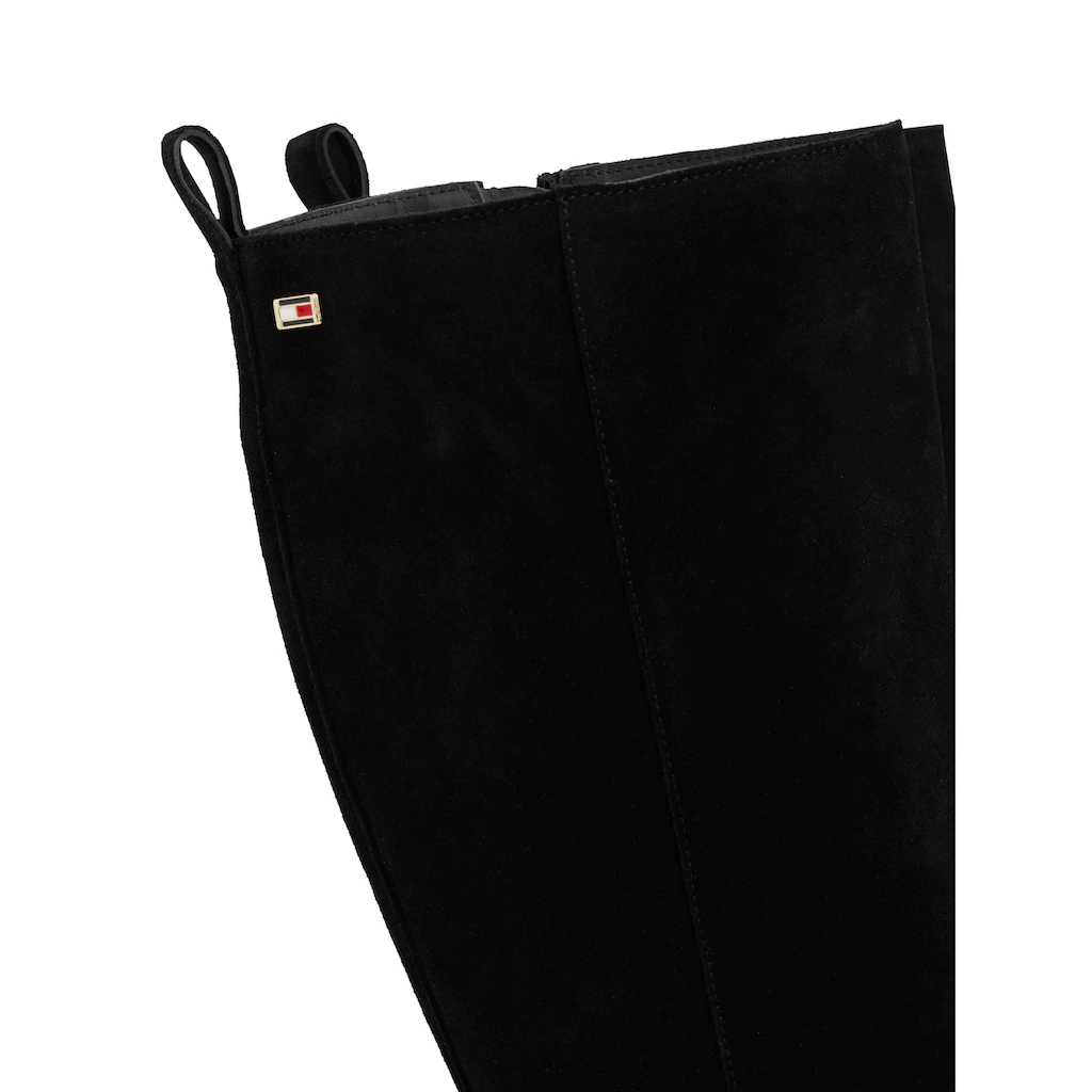 Tommy Hilfiger Stiefel »FLAG SUEDE LONG BOOT ZIP« Blockabsatz Langschaftstiefel Businesstiefel Mit Kleinem Logo Bestellen