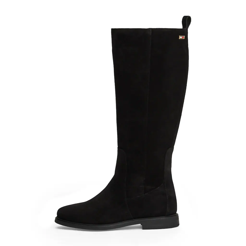 Tommy Hilfiger Stiefel »FLAG SUEDE LONG BOOT ZIP« Blockabsatz Langschaftstiefel Businesstiefel mit kleinem Logo bestellen