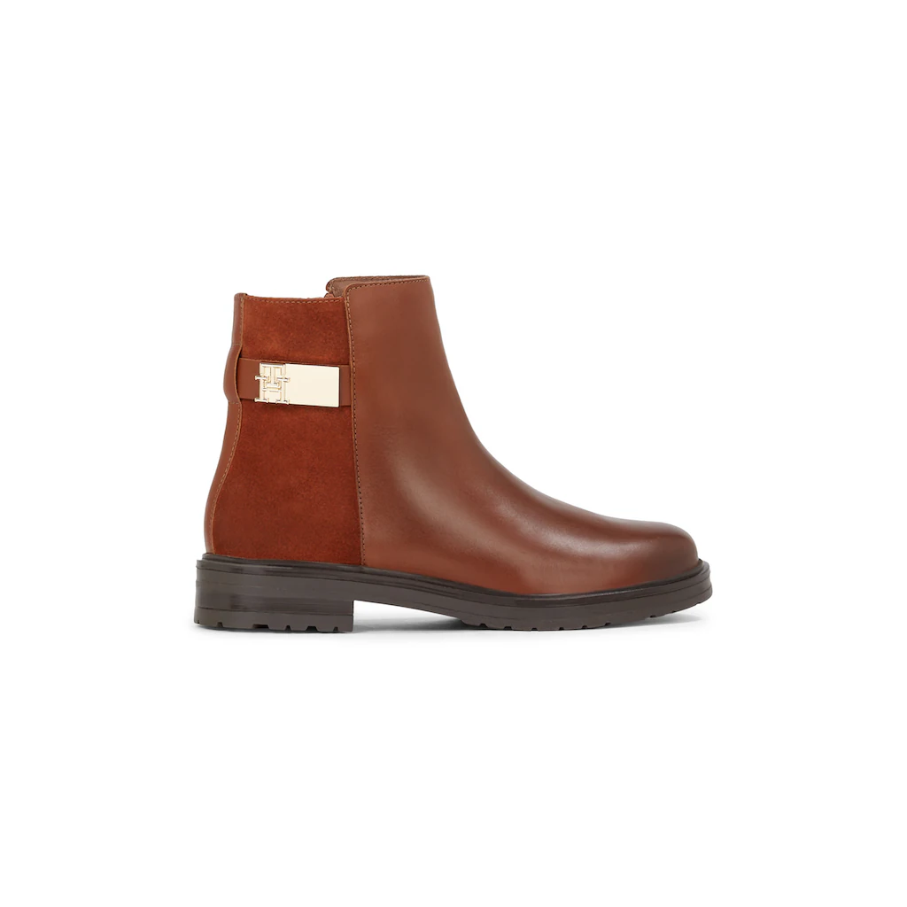 Tommy Hilfiger Stiefelette »TH LOGO LEATHER MIX CHELSEA« Blockabsatz Businesschuh Boots Mit TH-Schmuckelement Bestellen