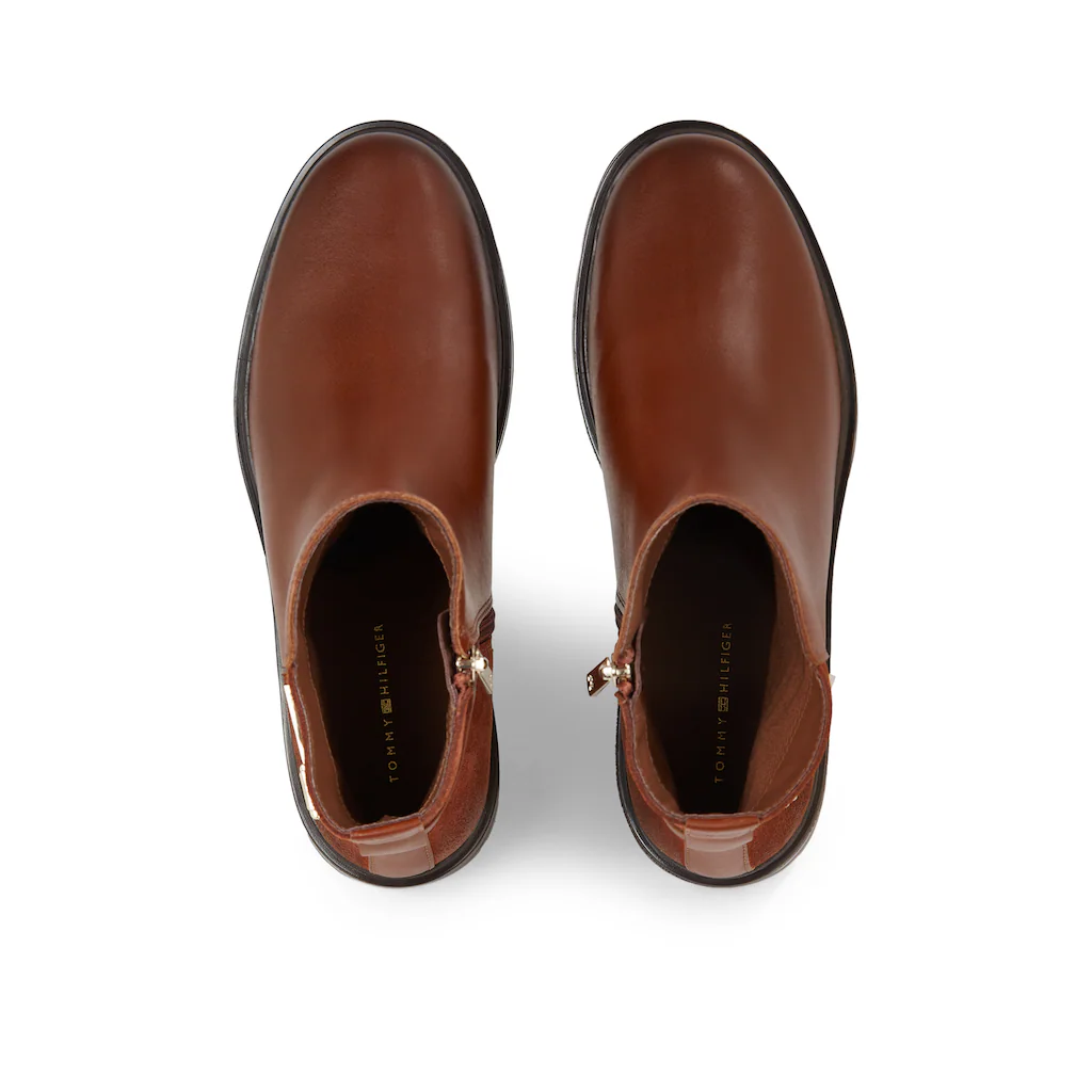 Tommy Hilfiger Stiefelette »TH LOGO LEATHER MIX CHELSEA« Blockabsatz Businesschuh Boots Mit TH-Schmuckelement Bestellen