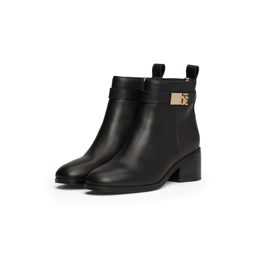 Tommy Hilfiger Stiefelette »TH LOGO MID HEEL BOOTIE« Blockabsatz Ankleboots Businesschuh Zierriemchen Schmuckelement ▷ Für