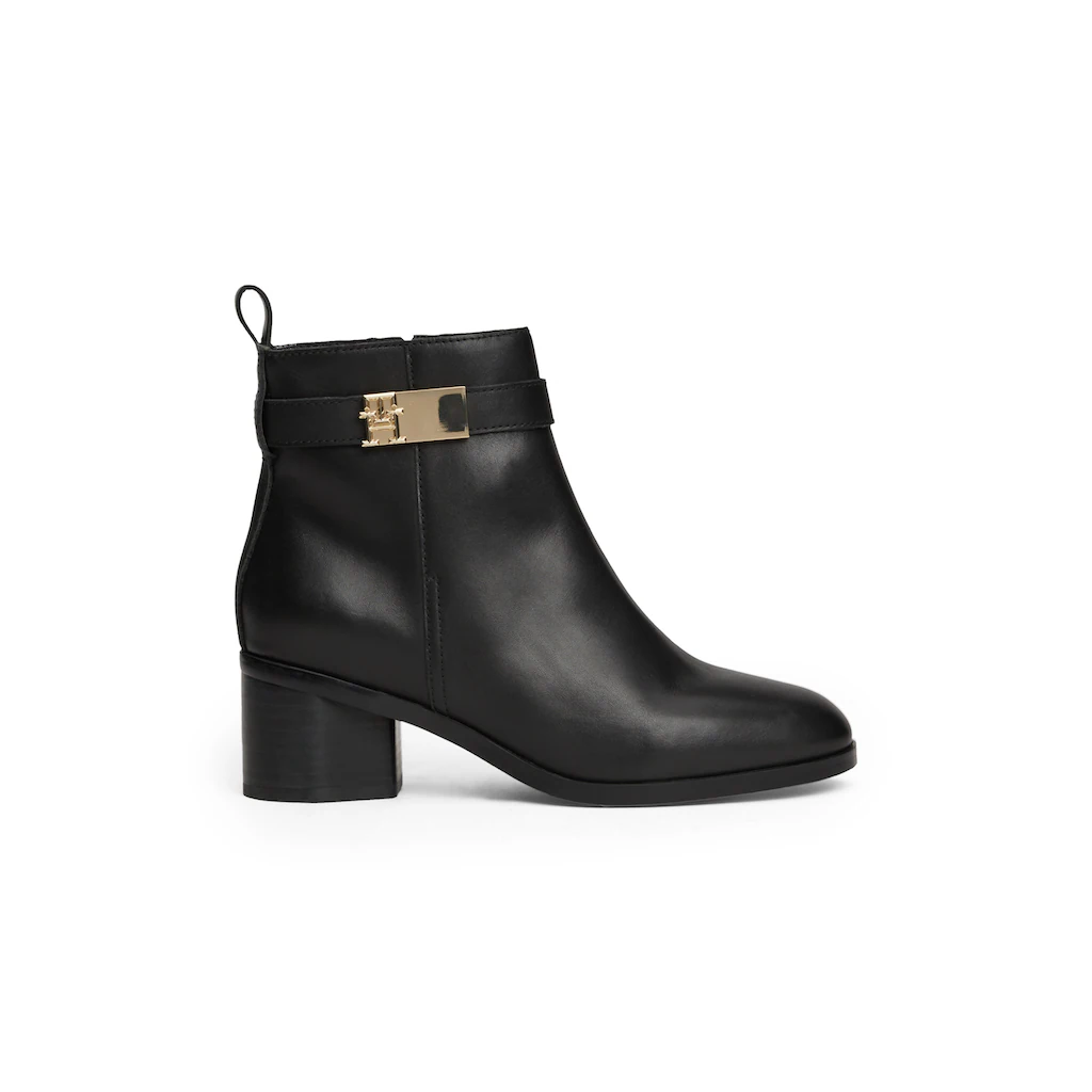 Tommy Hilfiger Stiefelette »TH LOGO MID HEEL BOOTIE« Blockabsatz Ankleboots Businesschuh Zierriemchen Schmuckelement ▷ Für