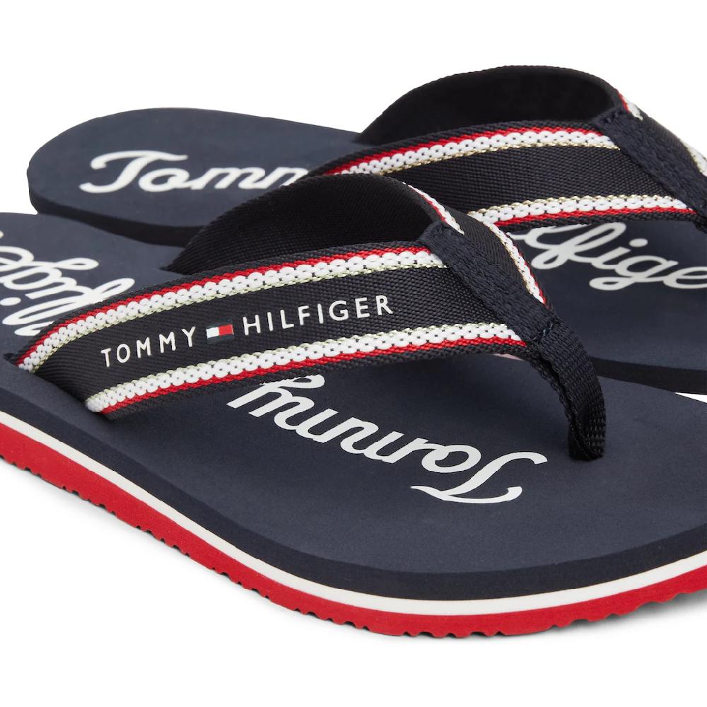 Tommy Hilfiger Zehentrenner »IM GRAPHIC BEACH SANDAL« Sommermode Dianette Poolslides Mit Auffälligem Logoschriftzug