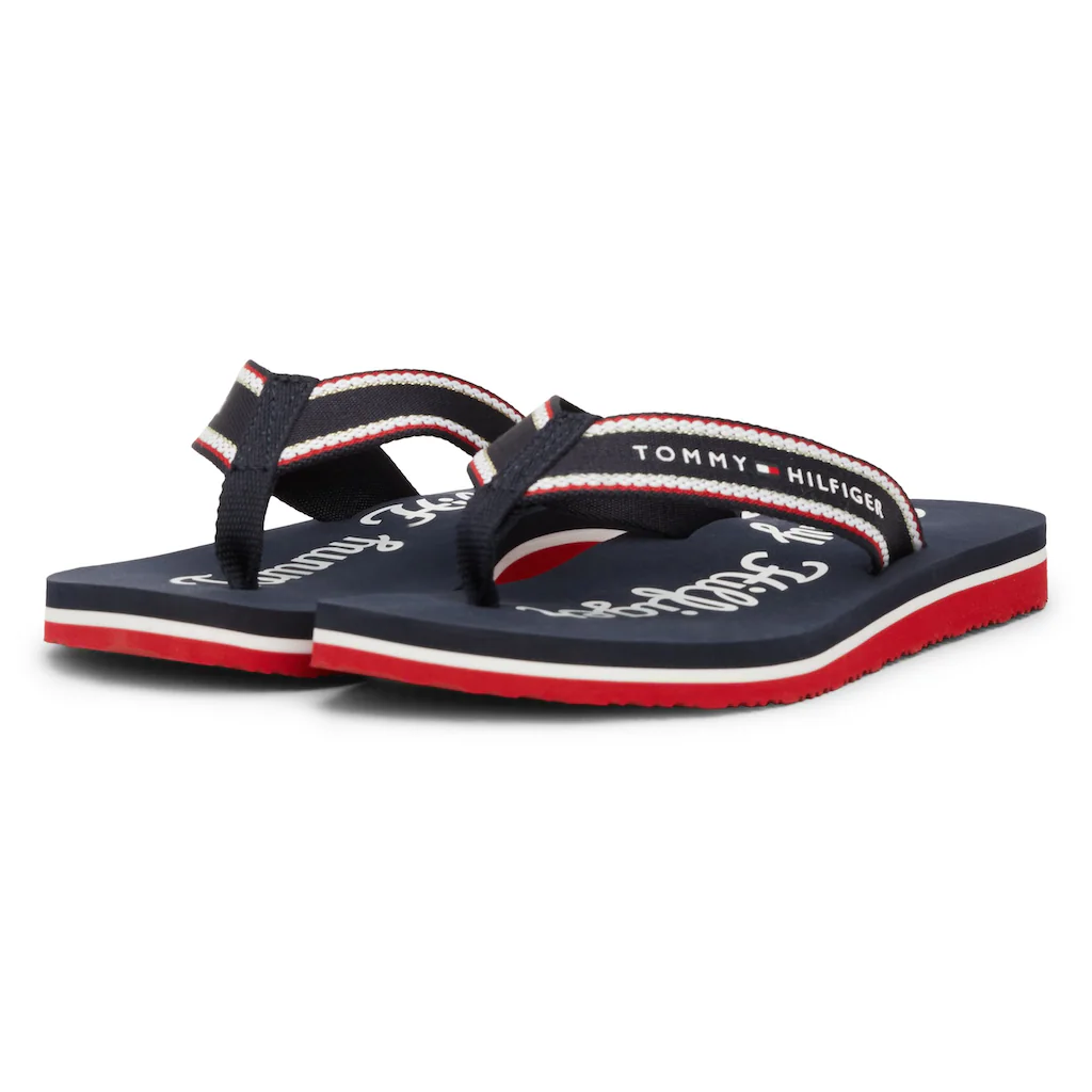 Tommy Hilfiger Zehentrenner »IM GRAPHIC BEACH SANDAL« Sommermode Dianette Poolslides Mit Auffälligem Logoschriftzug