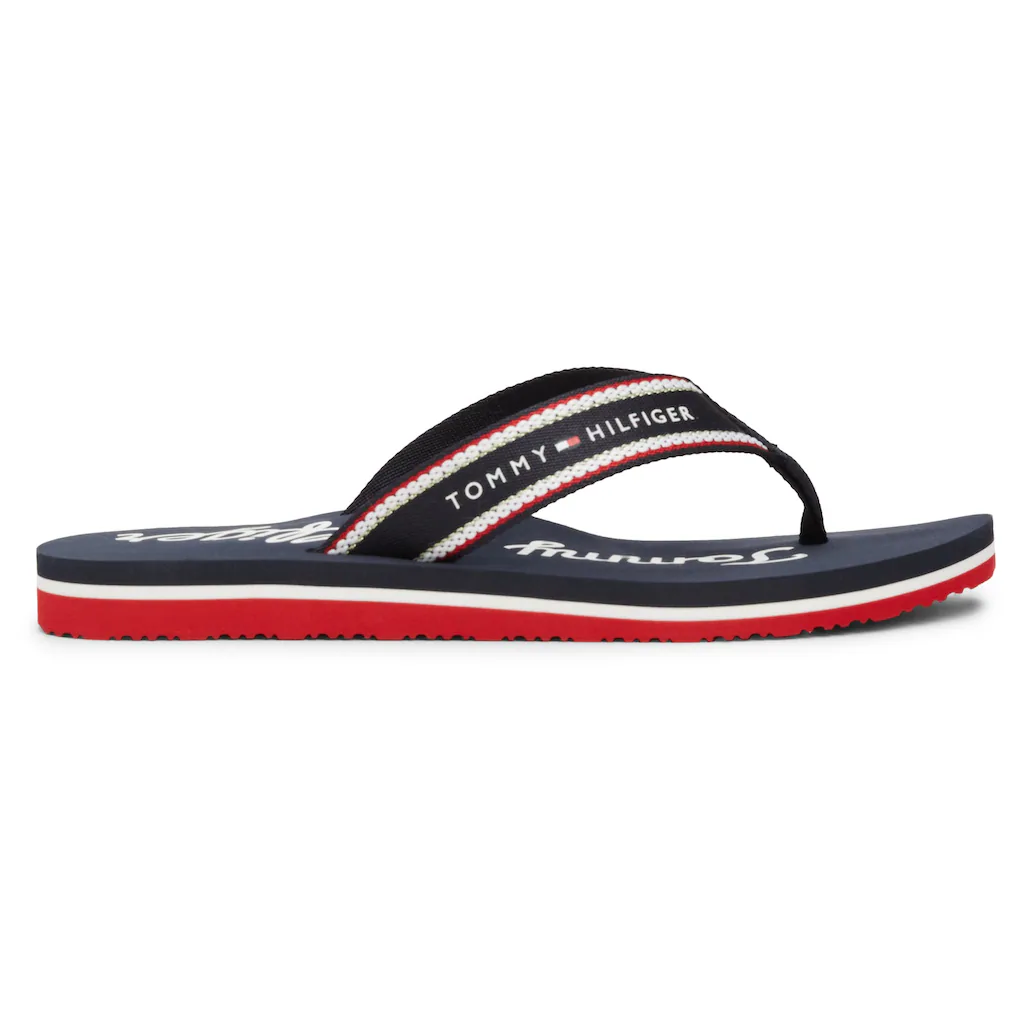 Tommy Hilfiger Zehentrenner »IM GRAPHIC BEACH SANDAL« Sommermode Dianette Poolslides Mit Auffälligem Logoschriftzug