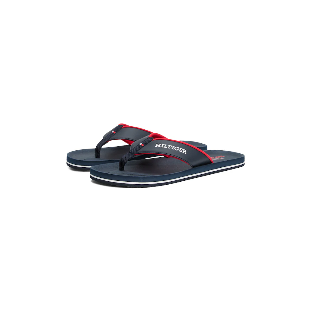 Tommy Hilfiger Zehentrenner »PADDED COMFORT HILFIGER B SANDAL« Dianette Sommerschuh Schlappen Badeschuh mit Logoschriftzug ▷ für