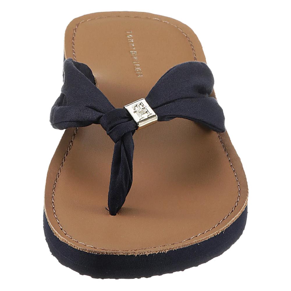 Tommy Hilfiger Zehentrenner »TH ELEVATED BEACH SANDAL« Sommerschuh Bequemschuh Flats Schlappen Mit TH-Schmuckelement