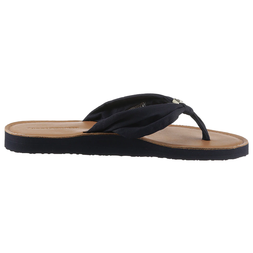 Tommy Hilfiger Zehentrenner »TH ELEVATED BEACH SANDAL« Sommerschuh Bequemschuh Flats Schlappen Mit TH-Schmuckelement