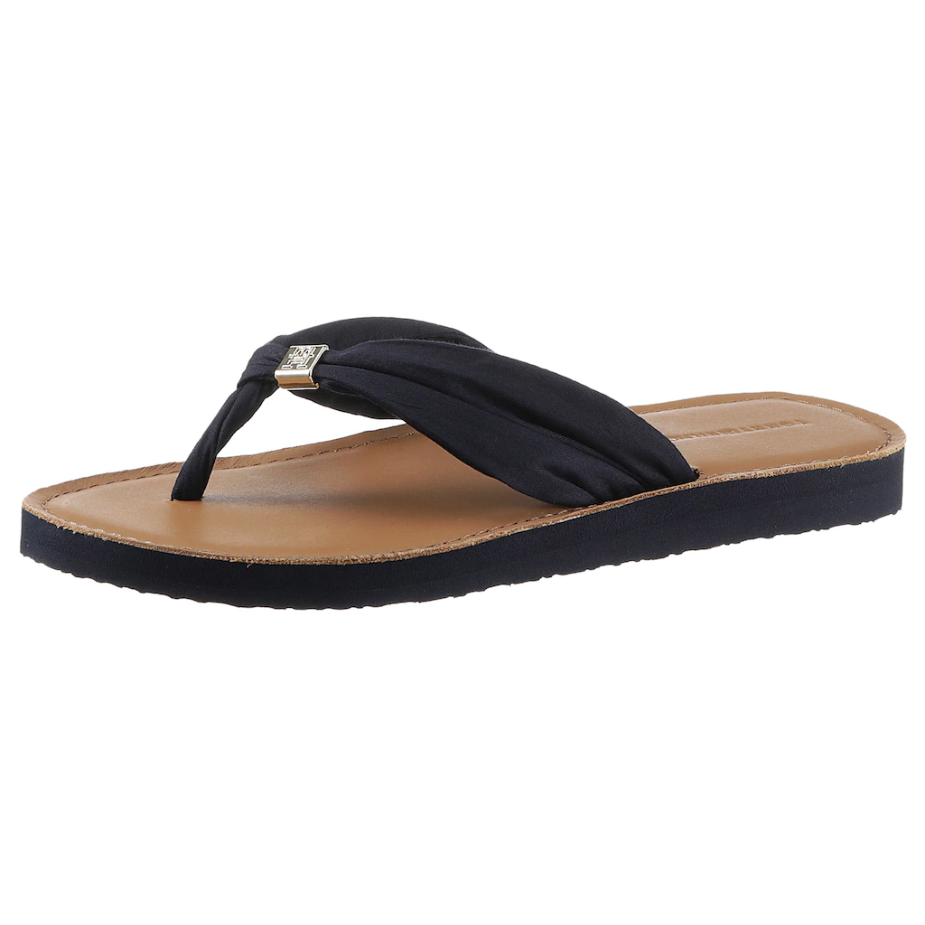 Tommy Hilfiger Zehentrenner »TH ELEVATED BEACH SANDAL« Sommerschuh Bequemschuh Flats Schlappen mit TH-Schmuckelement