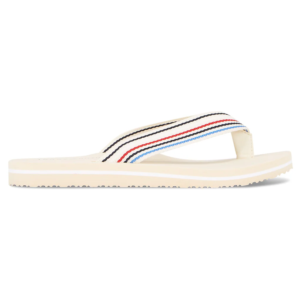 Tommy Hilfiger Zehentrenner »TH STRIPES BEACH SANDAL« Sommerschuh Schlappen Poolsildes Mit Bunten Streifen