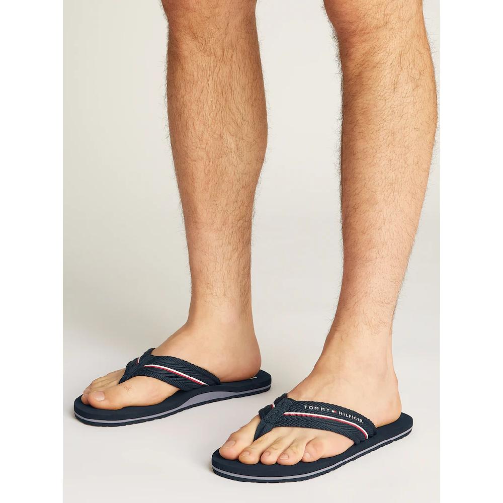 Tommy Hilfiger Zehentrenner »TOMMY HILFIGER WEB BEACH SANDAL« Dianette Sommerschuh Badeschuh Mit Logoschriftzug Online Kaufen