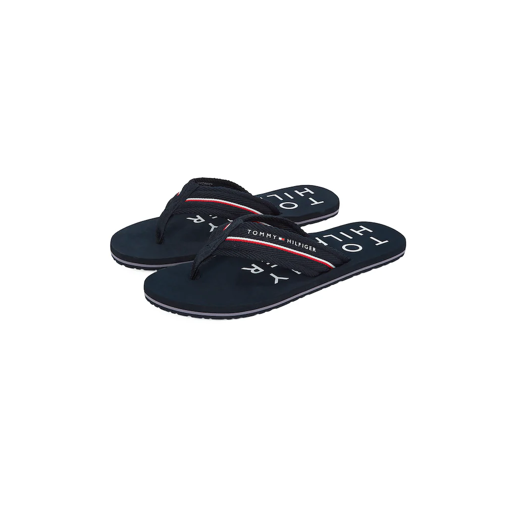 Tommy Hilfiger Zehentrenner »TOMMY HILFIGER WEB BEACH SANDAL« Dianette Sommerschuh Badeschuh Mit Logoschriftzug Online Kaufen