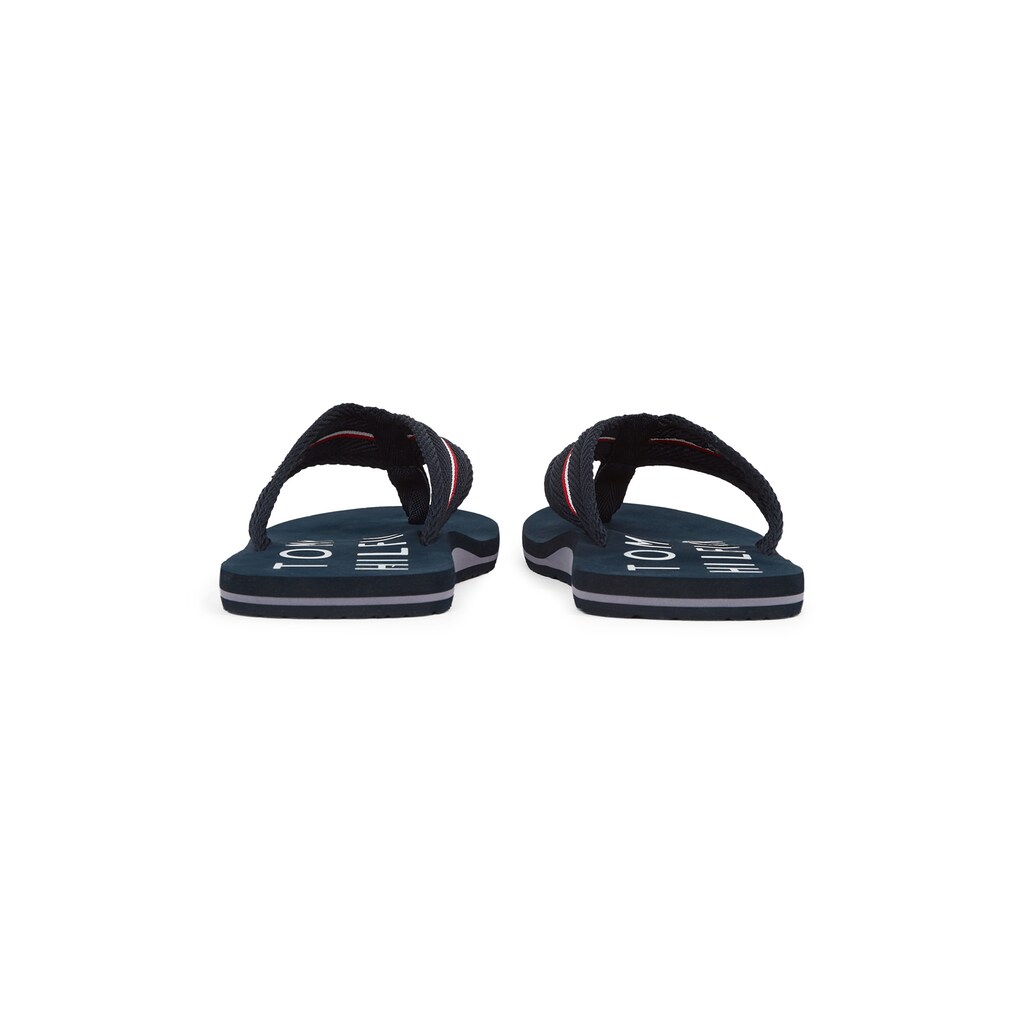 Tommy Hilfiger Zehentrenner »TOMMY HILFIGER WEB BEACH SANDAL« Dianette Sommerschuh Badeschuh Mit Logoschriftzug Online Kaufen