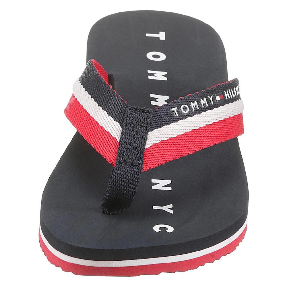 Tommy Hilfiger Zehentrenner »TOMMY LOVES NY BEACH SANDAL« Sommerschuh Schlappen Poolsildes Mit Logo Ausf Der Laufsohle Online Kaufen