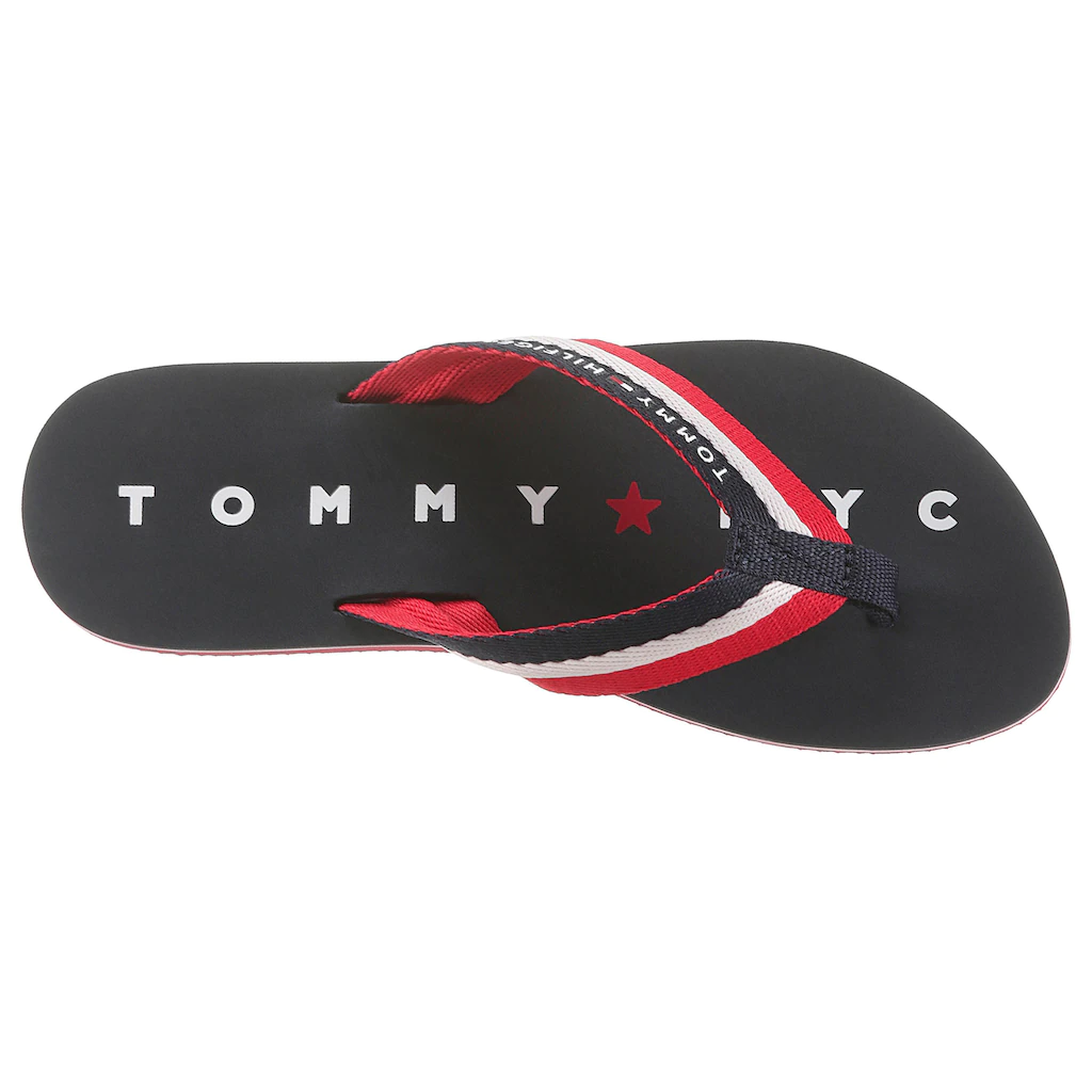 Tommy Hilfiger Zehentrenner »TOMMY LOVES NY BEACH SANDAL« Sommerschuh Schlappen Poolsildes Mit Logo Ausf Der Laufsohle Online Kaufen