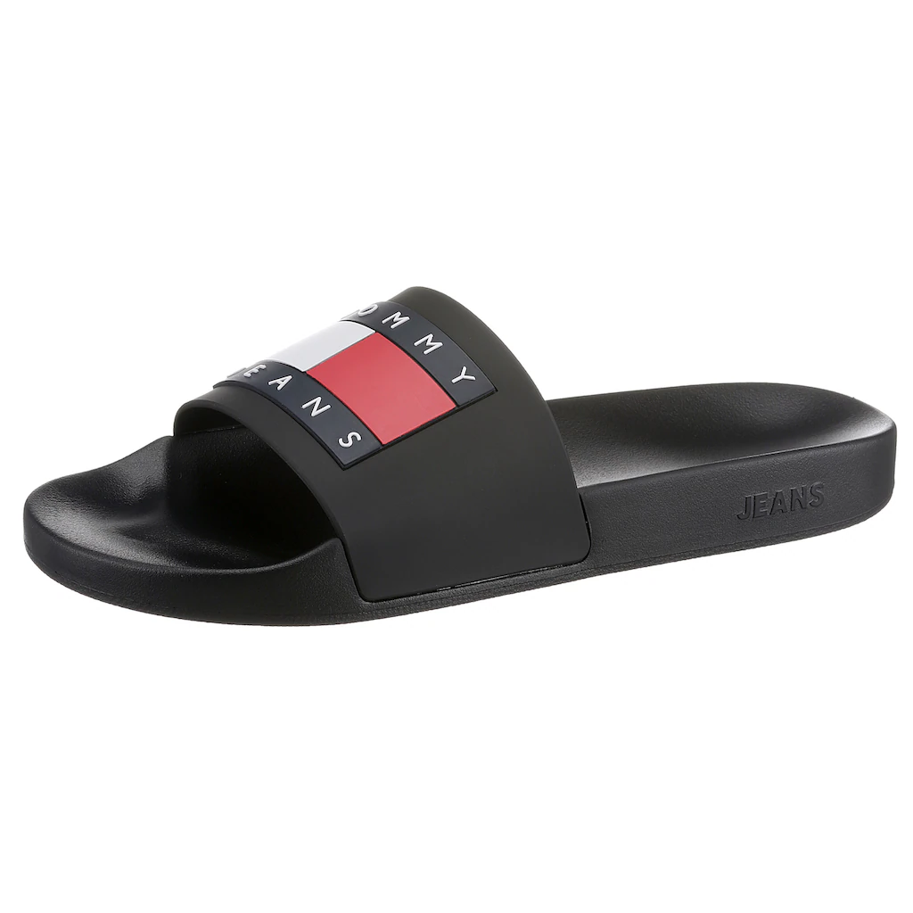 Tommy Jeans Badepantolette »TOMMY JEANS POOL SLIDE ESS« Sommerschuh Poolslides Schlappen mit plakativer Logoflag kaufen