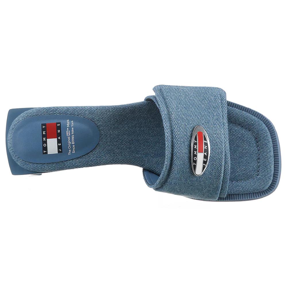 Tommy Jeans Pantolette »THE SOHO HEEL DENIM« Partymode Sommerschuh Mit Breiter Bandage Und Klettverschluss