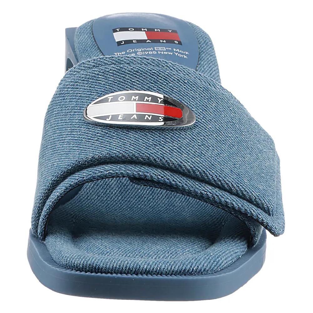 Tommy Jeans Pantolette »THE SOHO HEEL DENIM« Partymode Sommerschuh Mit Breiter Bandage Und Klettverschluss