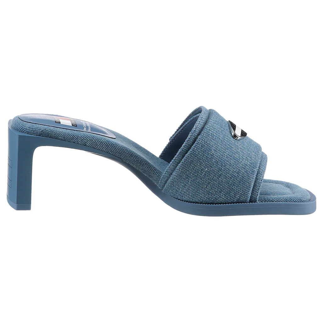 Tommy Jeans Pantolette »THE SOHO HEEL DENIM« Partymode Sommerschuh Mit Breiter Bandage Und Klettverschluss